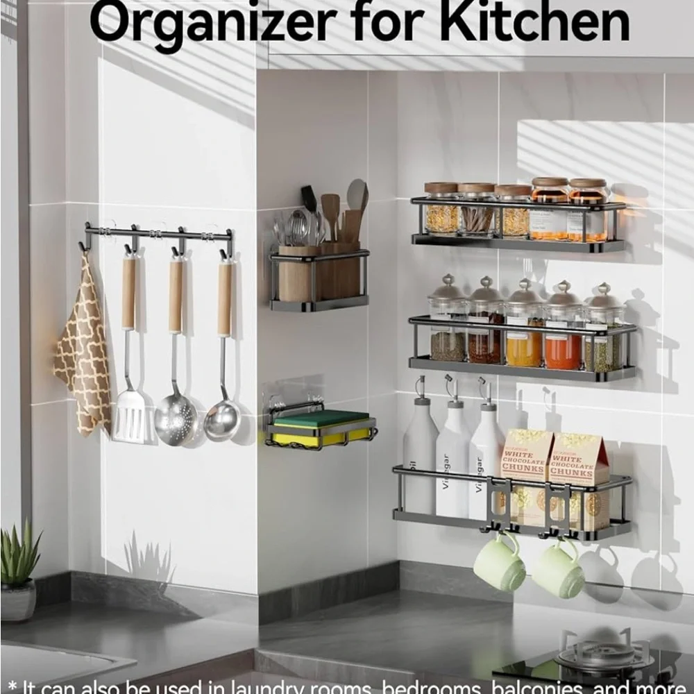 6 Pack Shower Caddy Organizer With Soap Holder and 12 Hooks Rustproof No Drillin